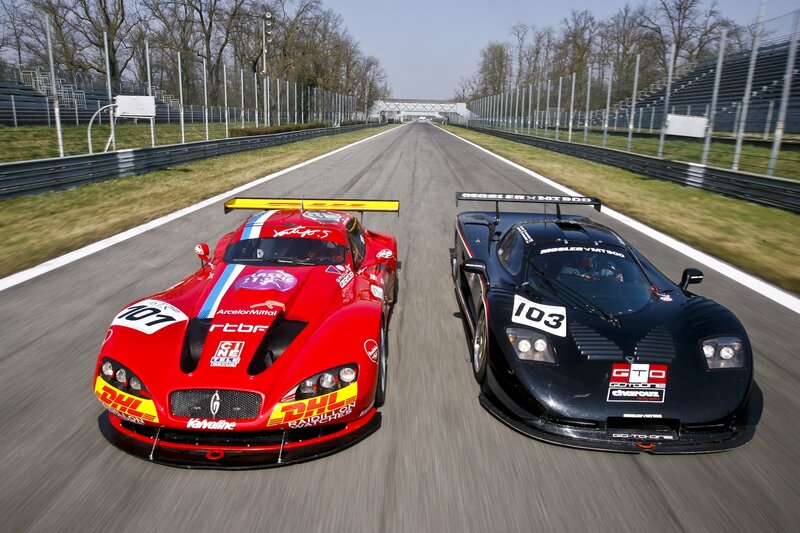 Two race cars on a track