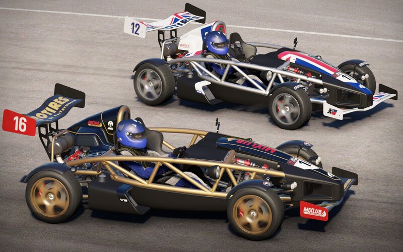 Two race cars on a track