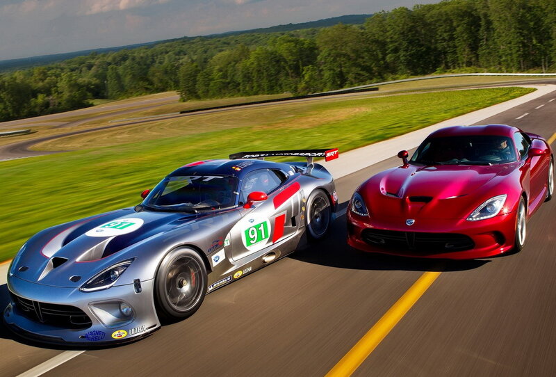 Two Race Cars on Track — Red, Dynamic, Afternoon