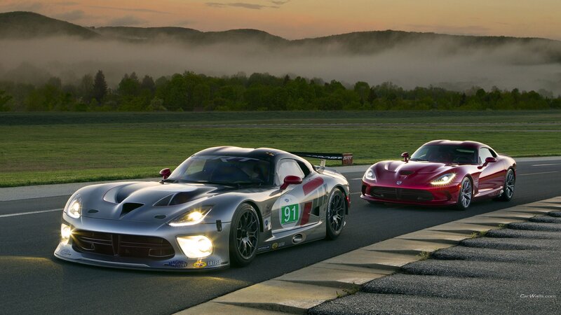 Two Race Cars on Track — Silver, Dramatic