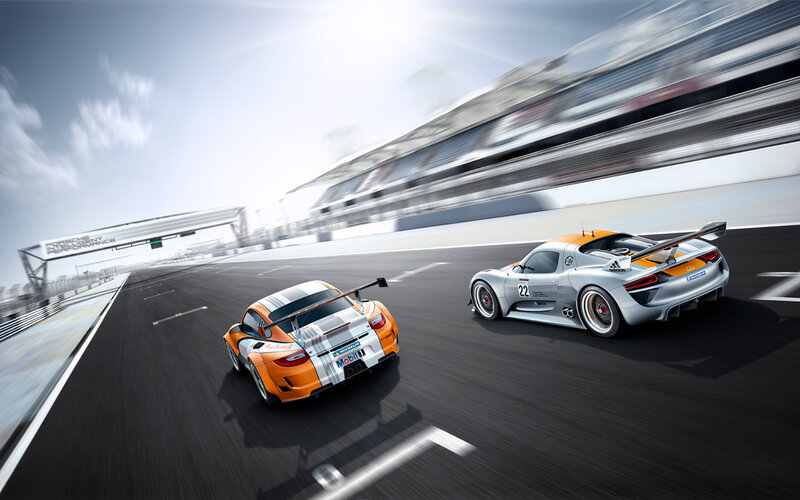 Two Race Cars on Track