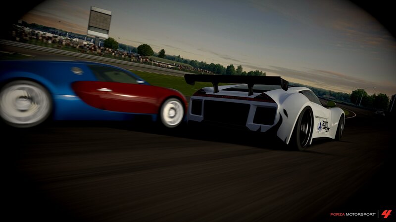 Two Race Cars on Track — White, Competitive