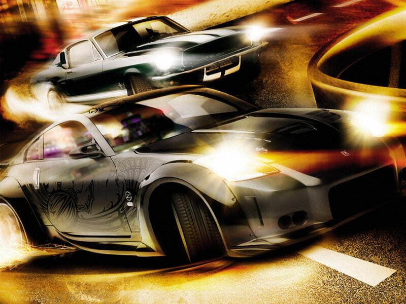 Two Racing Cars — Black, Dramatic