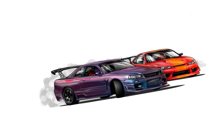 Two Racing Cars — Purple