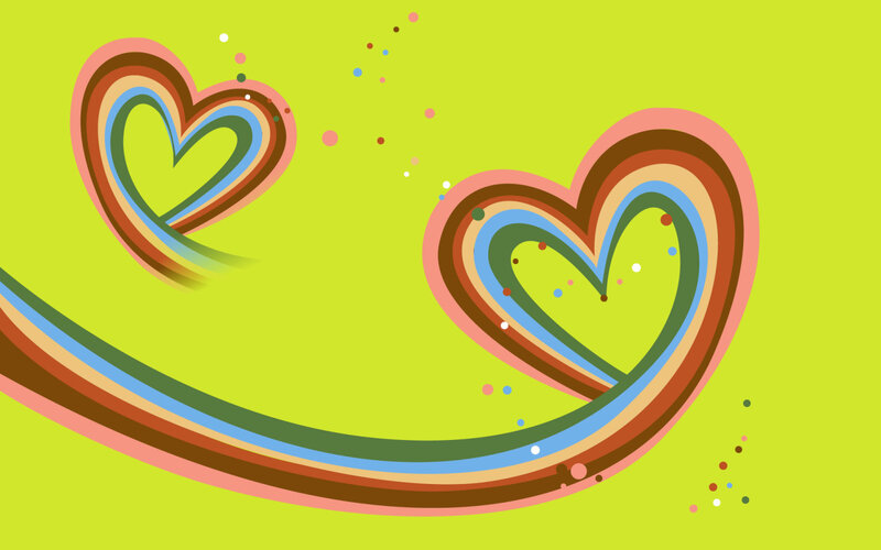 Two Rainbow Hearts — Green