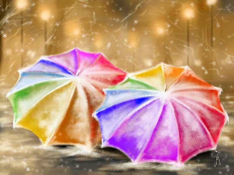 Two Rainbow Umbrellas — Purple