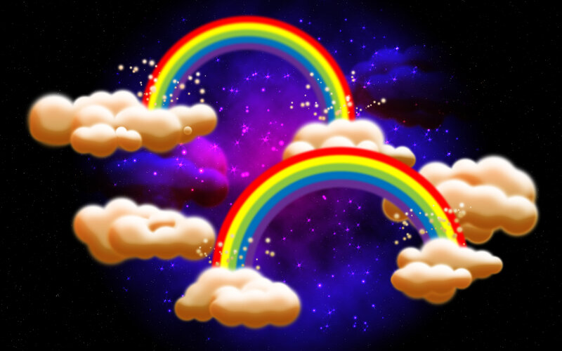 Two Rainbows in Sky — Purple