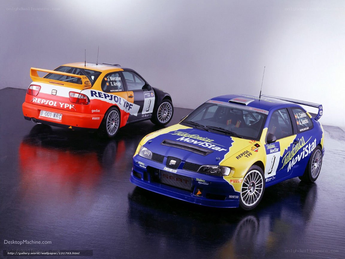 Two rally cars in studio
