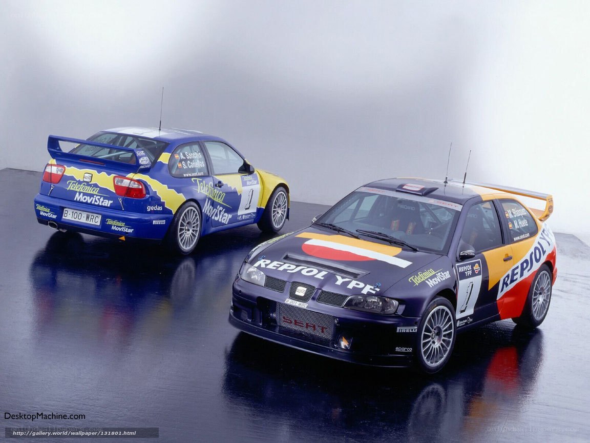 Two rally cars on display