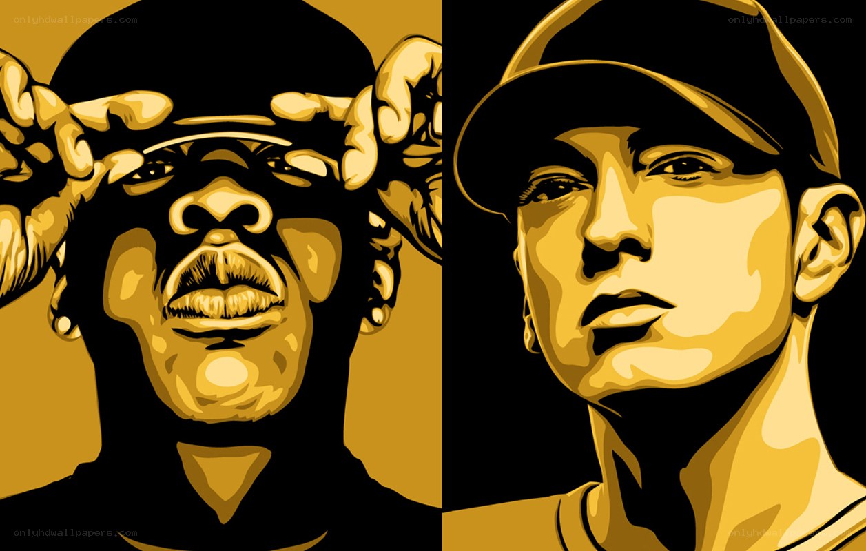 Two rappers in gold illustration
