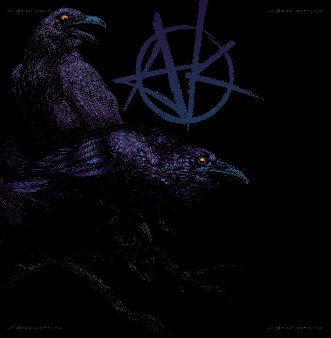 Two ravens with anarchy symbol