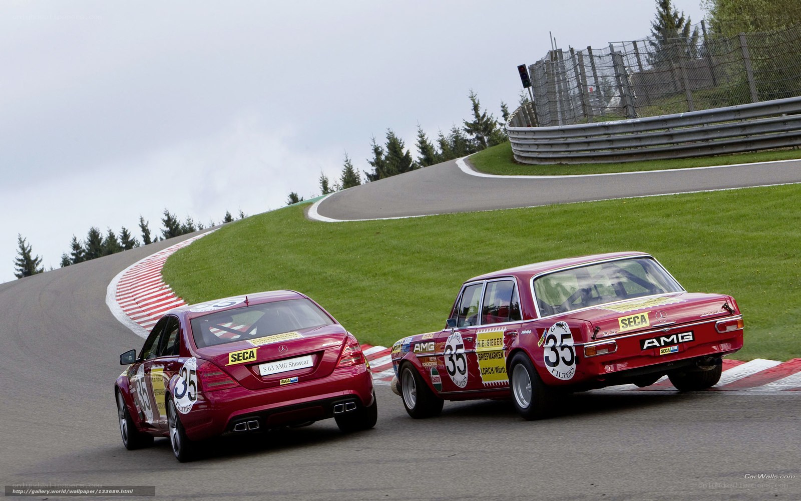 Two red AMG cars racing