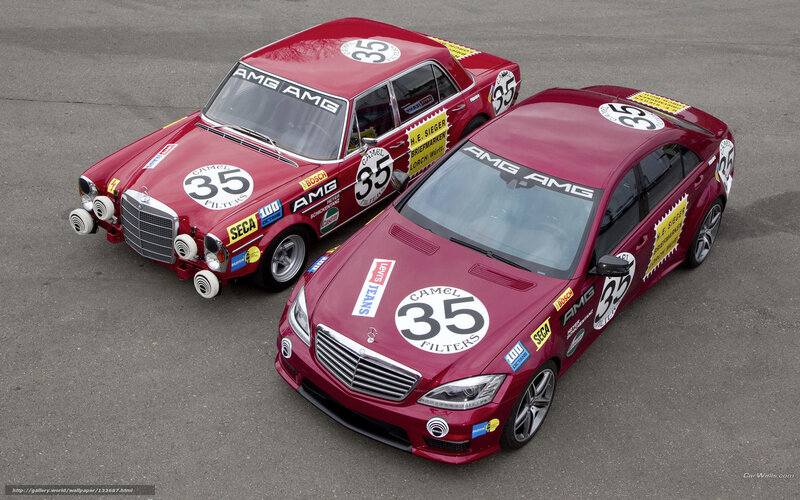 Two red AMG race cars