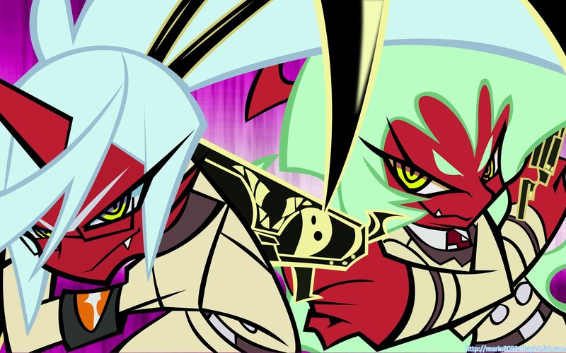 Two Red and White Characters