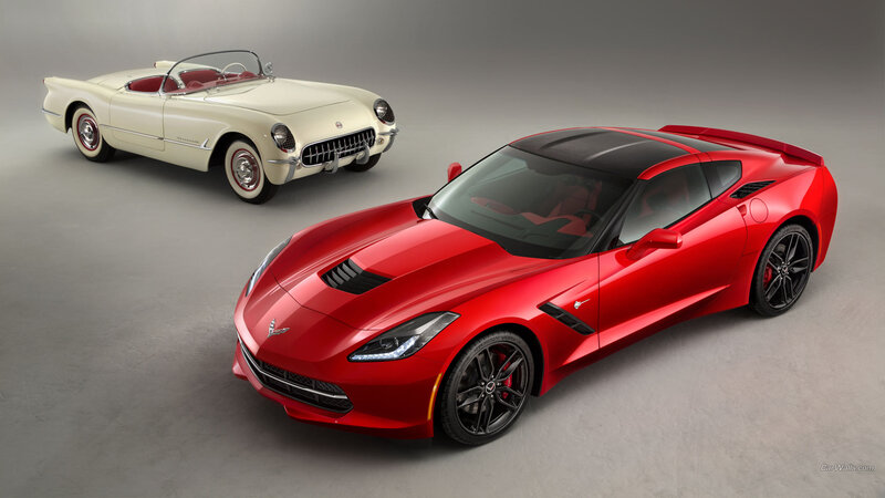 Two Red and White Corvettes