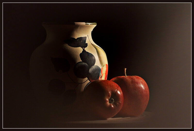 Two Red Apples and a Vase