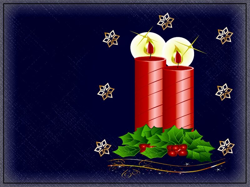 Two Red Candles with Holly