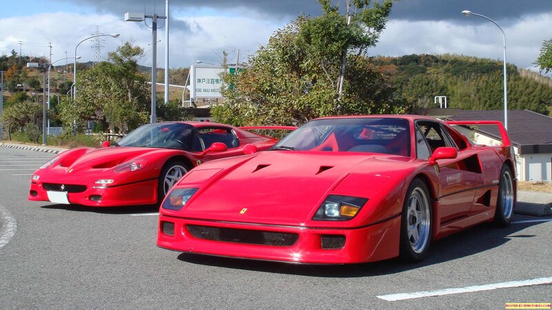 Two Red Ferrari F40 Cars