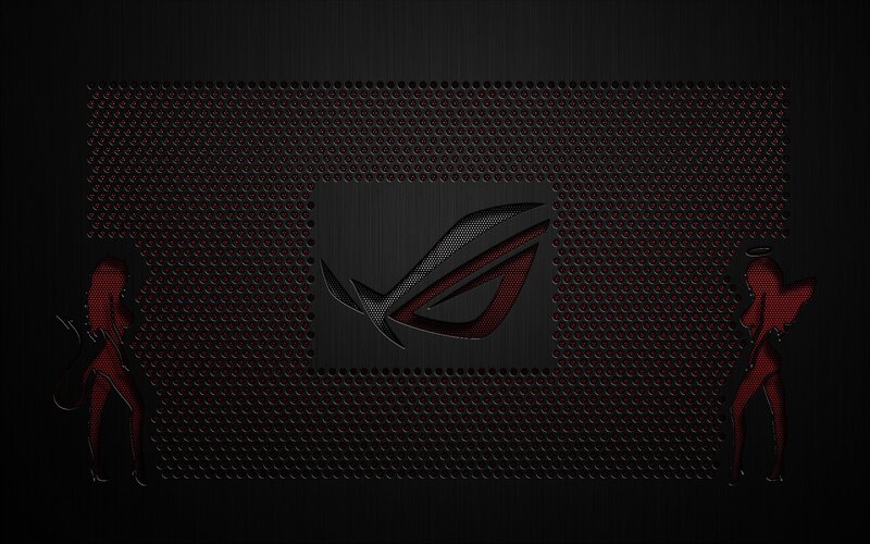 Two Red Figures Flanking Logo