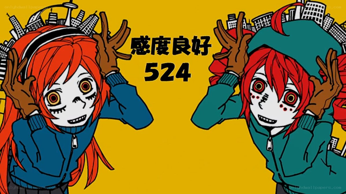 Two red-haired characters with city backdrop