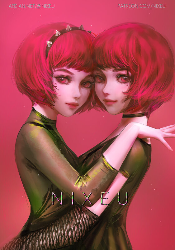 Two Red-haired Figures — Pink