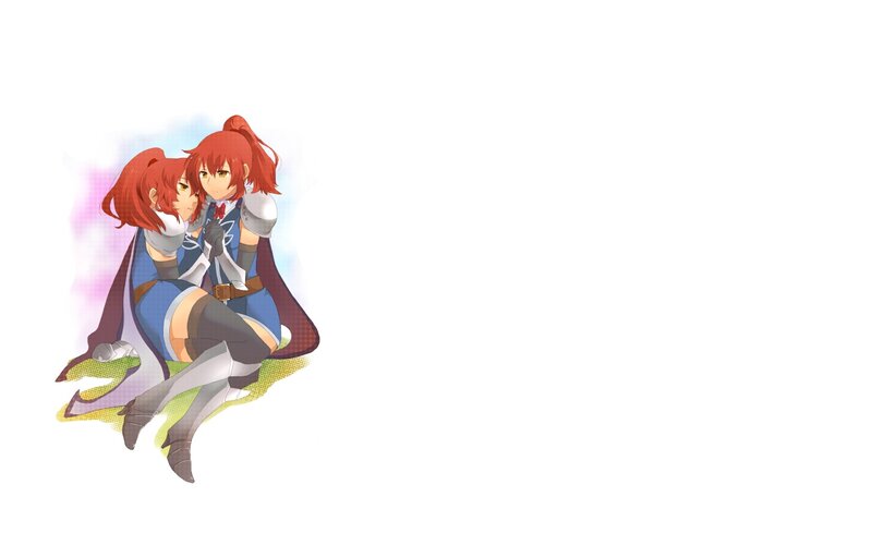 two red-haired girls hugging