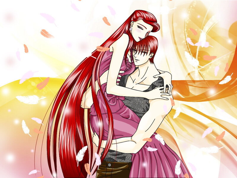Two Red-haired People Hugging