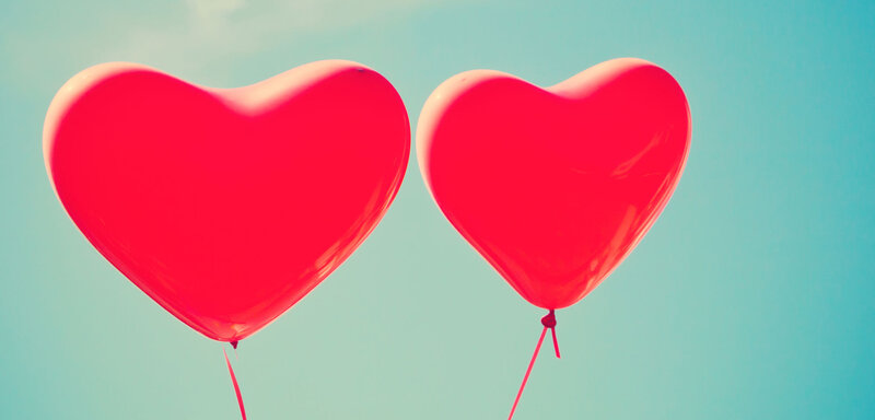 Two Red Heart Balloons