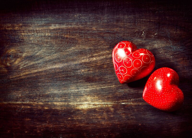 Two Red Heart Objects — Romantic