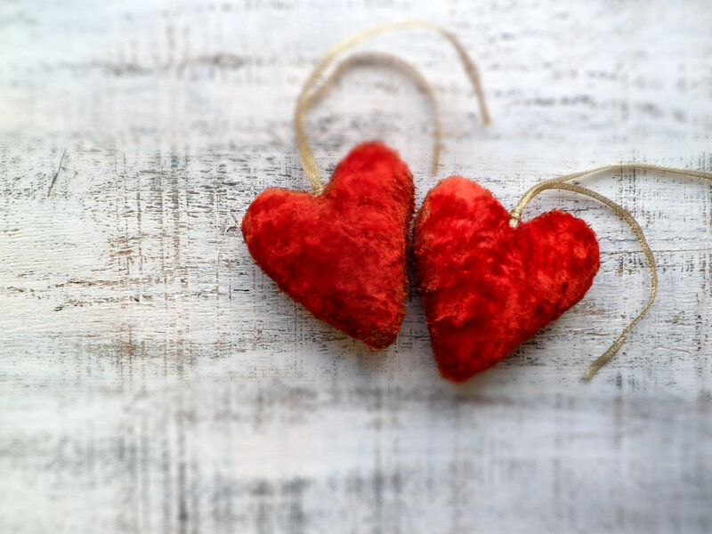 Two Red Heart Ornaments
