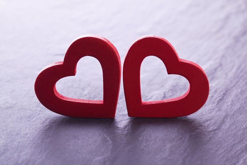Two Red Heart Shapes — Calm, Photograph