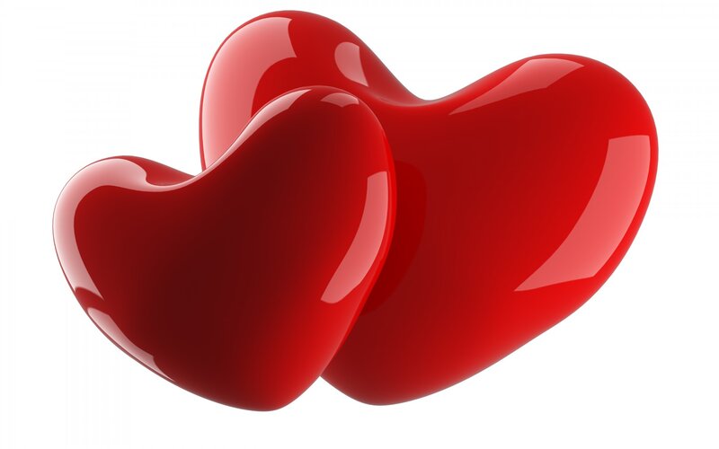 Two Red Hearts — Calm, 3d Render