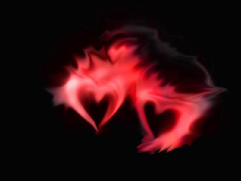 Two Red Hearts — Dramatic, Digital Art
