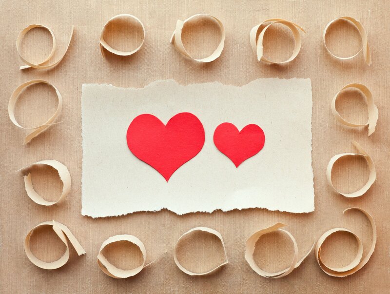Two Red Hearts on Paper