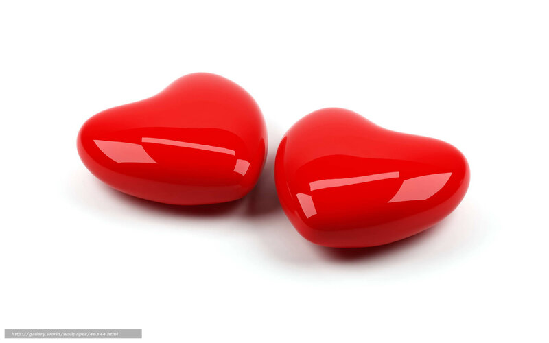 Two red hearts on white