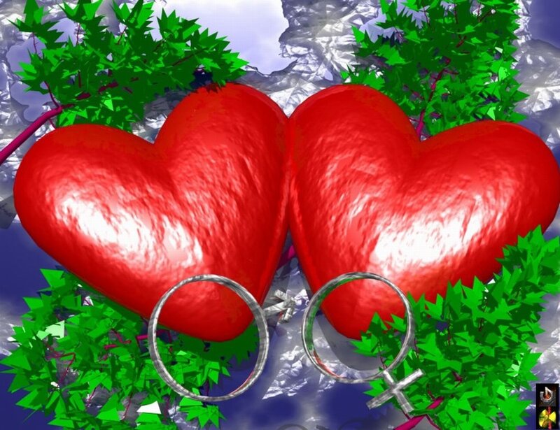 Two Red Hearts — Romantic, 3d Render