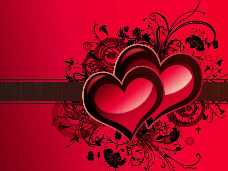 Two Red Hearts — Romantic, Digital Art, Flowers