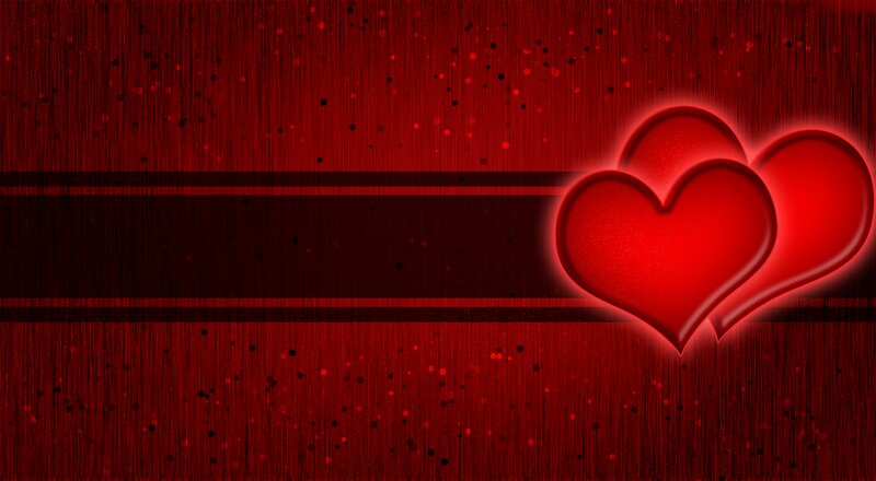 Two Red Hearts — Romantic, Digital Art, Glow