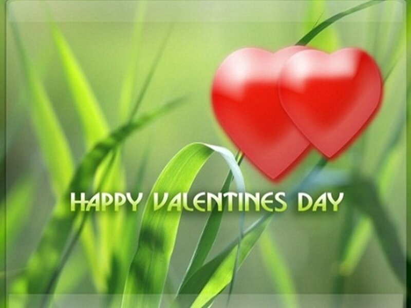 Two Red Hearts — Romantic, Digital Art, Grass