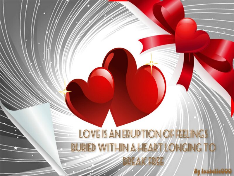 Two Red Hearts — Romantic, Digital Art, Red Ribbon