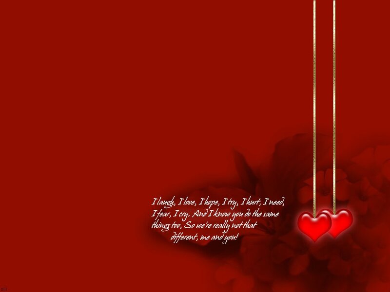 Two Red Hearts — Romantic, Digital Art, Text, Flowers