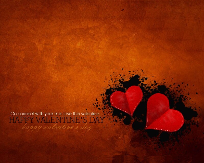 Two Red Hearts — Romantic, Digital Art, Text, Splatter