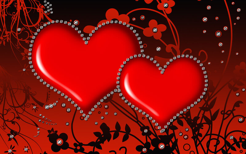 Two Red Hearts — Romantic, Digital Art