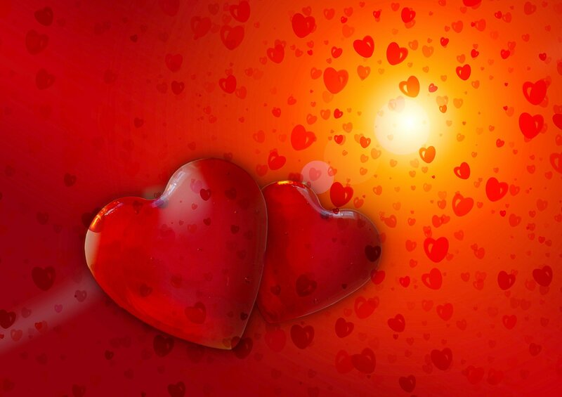 Two Red Hearts — Romantic, Sunset