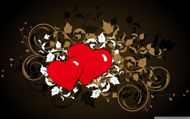 Two Red Hearts — Romantic, Vector Art, Flowers