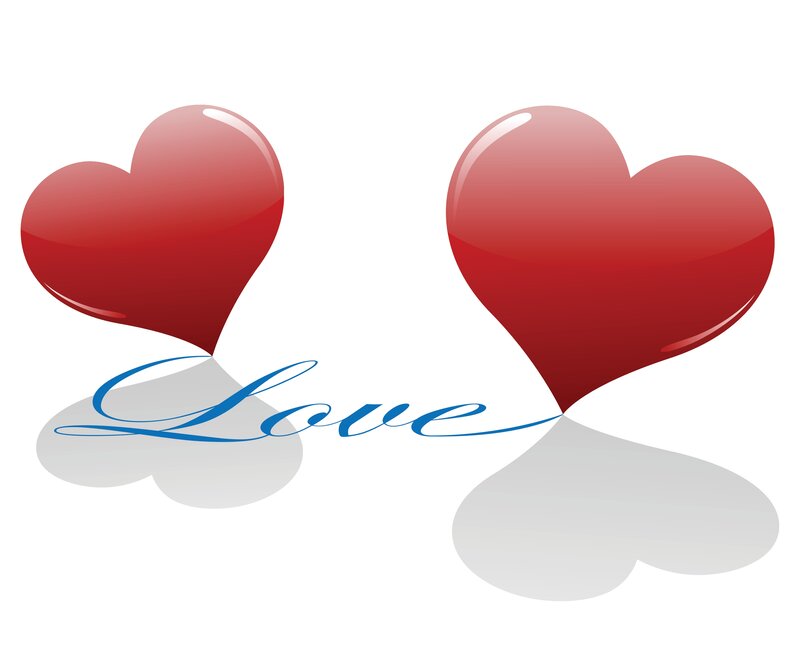 Two Red Hearts — Romantic, Vector Art, Heart