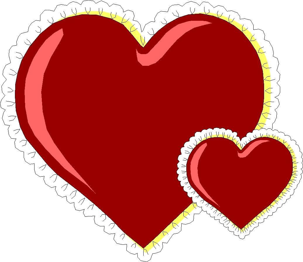 two red hearts with lace trim