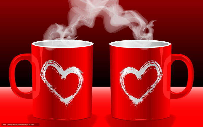 Two red mugs with hearts