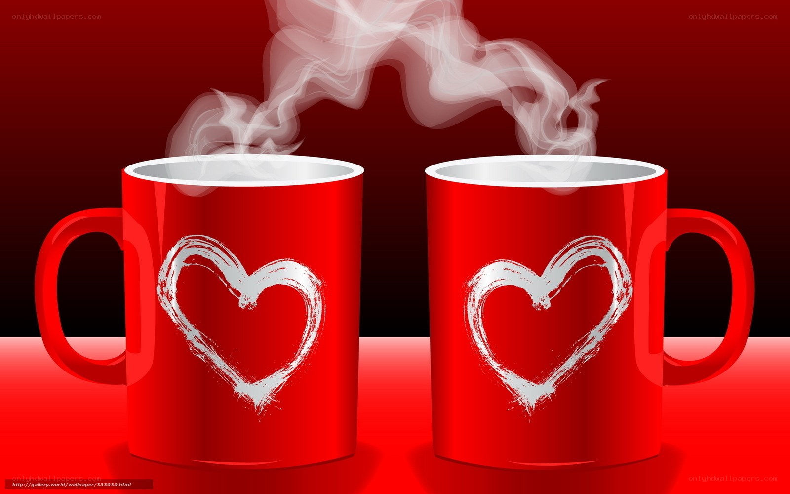 Two red mugs with hearts