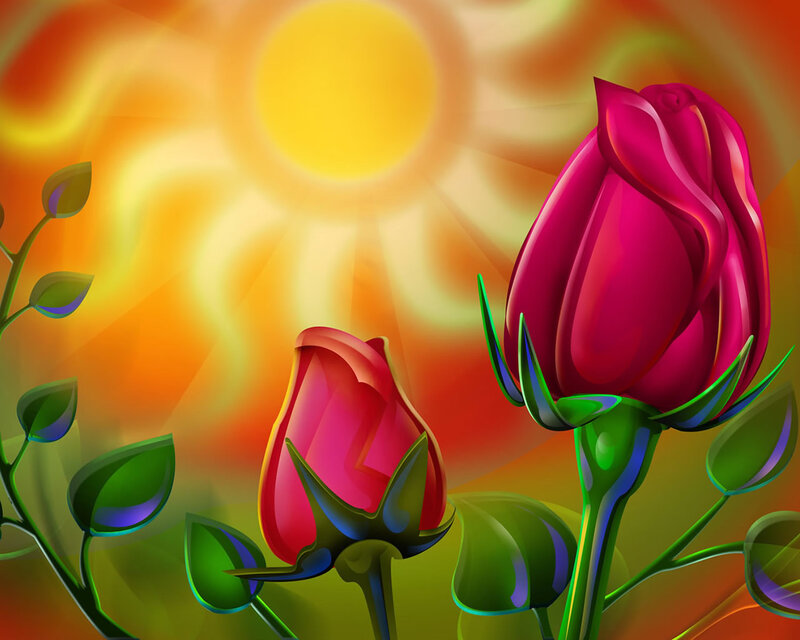 Two Red Rose Buds